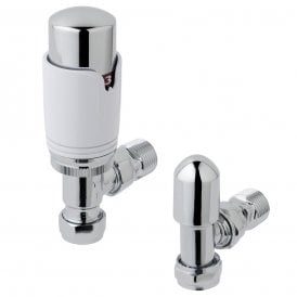 Eastbrook Biava 15mm Angled TRV & Lockshield Valve Chrome/White   12.047
