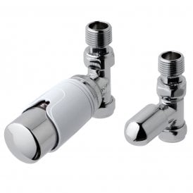 Eastbrook Biava 15mm Straight TRV & Lockshield Valve Chrome/White   12.048