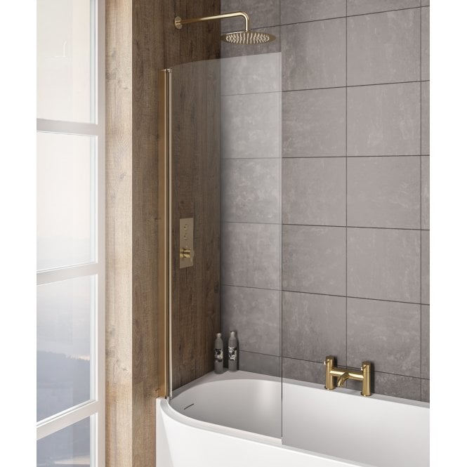 Eastbrook  Bray Left Hand 6mm Bath Screen Brushed Brass   49.2016