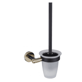 Eastbrook Catania Toilet Brush & Holder Glass Matt Black/Brushed Brass   52.507