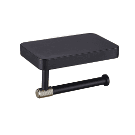 Eastbrook Catania Toilet Roll Holder With Shelf Matt Black/Brushed Brass   52.502