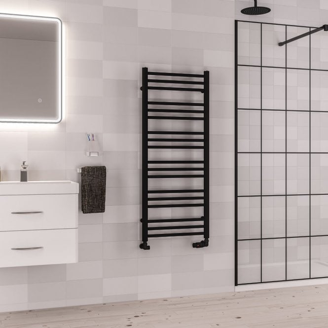 Eastbrook  Corinium Round 1200mm x 500mm Towel Rail Matt Black   89.1562
