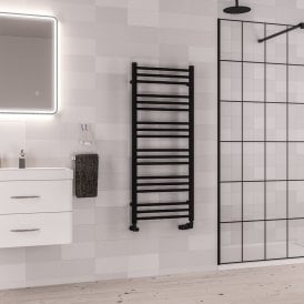 Eastbrook Corinium Round 1200mm x 500mm Towel Rail Matt Black   89.1562