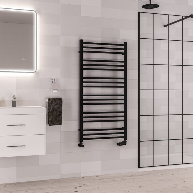Eastbrook  Corinium Round 1200mm x 600mm Towel Rail Matt Black   89.1563
