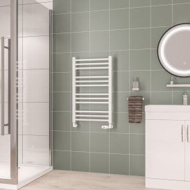 Eastbrook Corinium Round 800mm x 500mm Towel Rail Gloss White   89.1542