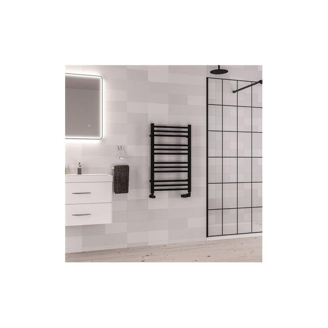 Eastbrook  Corinium Round 800mm x 500mm Towel Rail Matt Black   89.1560