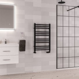 Eastbrook Corinium Round 800mm x 500mm Towel Rail Matt Black   89.1560