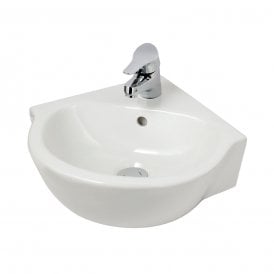 Eastbrook Corner Basin 450mm 1 Tap Hole White   56.0055