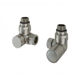 Eastbrook Corner Radiator Valves Pair Brushed Nickel   54.0070