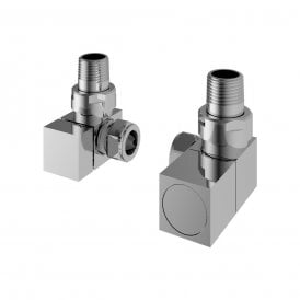 Eastbrook Corner Square Radiator Valves Pair Chrome   54.0061