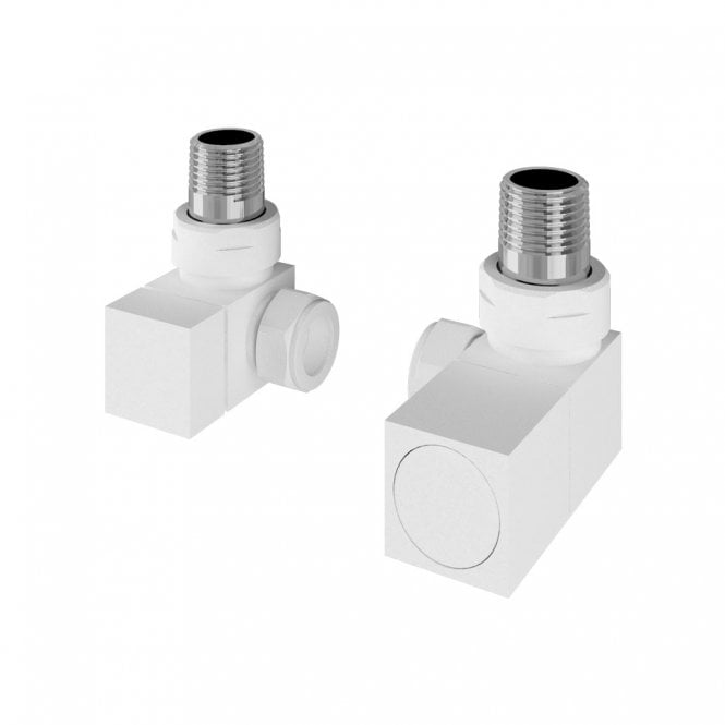 Eastbrook  Corner Square Radiator Valves Pair Matt White   54.0062