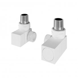 Eastbrook Corner Square Radiator Valves Pair Matt White   54.0062