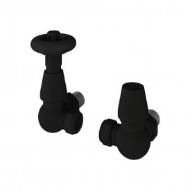 Eastbrook Corner Traditional TRV & Lockshield 15mm Matt Black   54.0037