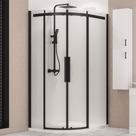 Eastbrook Corniche 1200mm x 800mm x 2000mm Left Hand Offset Quadrant Matt Black   49.3212