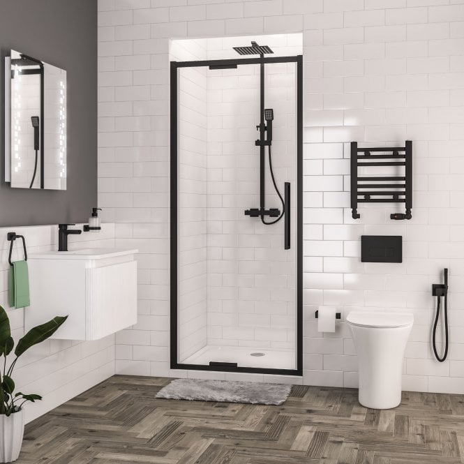 Eastbrook  Corniche 2000 8mm 900mm Infold Door Matt Black   49.7030