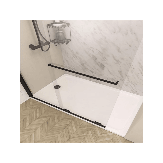 Eastbrook  Corniche 2000 8mm Soft Close Walk In 1200mm Slider Right Hand Matt Black   49.7013
