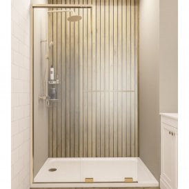 Eastbrook Corniche 2000 8mm Soft Close Walk In 1400mm Slider Left Hand Brushed Brass   49.7017