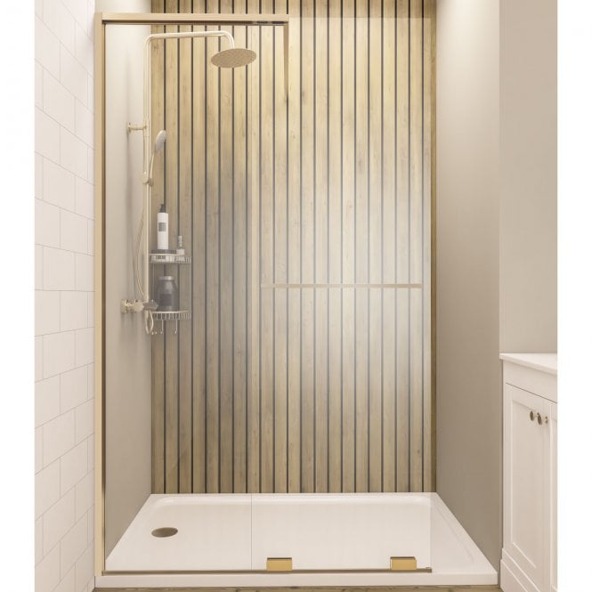 Eastbrook  Corniche 2000 8mm Soft Close Walk In 1600mm Slider Left Hand Brushed Brass   49.7018
