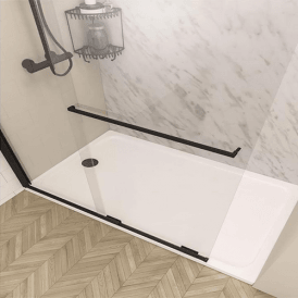 Eastbrook Corniche 2000 8mm Soft Close Walk In 1600mm Slider Right Hand Matt Black   49.7015