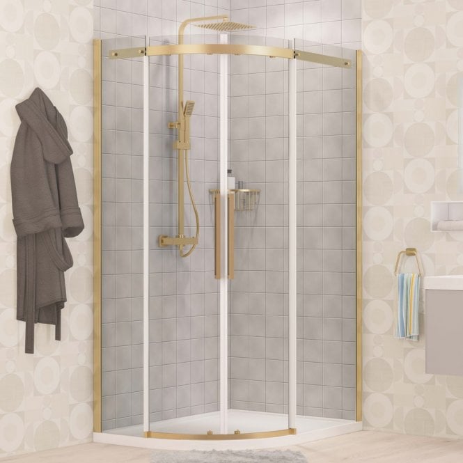 Eastbrook  Corniche 2000 Offset Quadrant 900mm x 800mm x 2000mm Left Hand Brushed Brass   49.3248