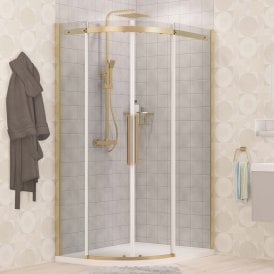 Eastbrook Corniche 2000 Offset Quadrant 900mm x 800mm x 2000mm Right Hand Brushed Brass   49.3254