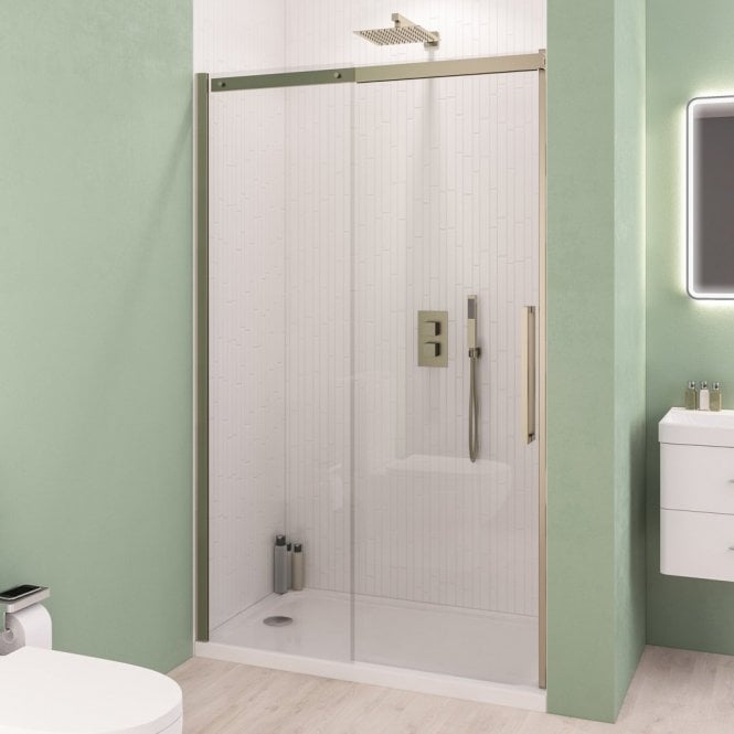 Eastbrook  Corniche 8mm Semi-Frameless Sliding Door 2000mm x 1100mm Brushed Brass   49.6026