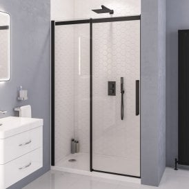 Eastbrook Corniche 8mm Semi-Frameless Sliding Door 2000mm x 1100mm Matt Black   49.6014