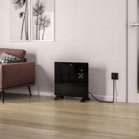 Eastbrook Cortona 465 x 520 Glass Fronted Electric Radiator 1000w Black 11.0004