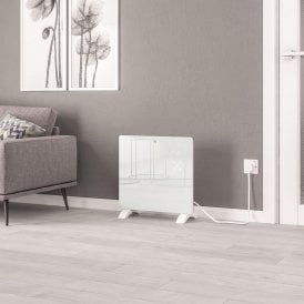 Eastbrook Cortona 465 x 520 Glass Fronted Electric Radiator 1000w White 11.0001