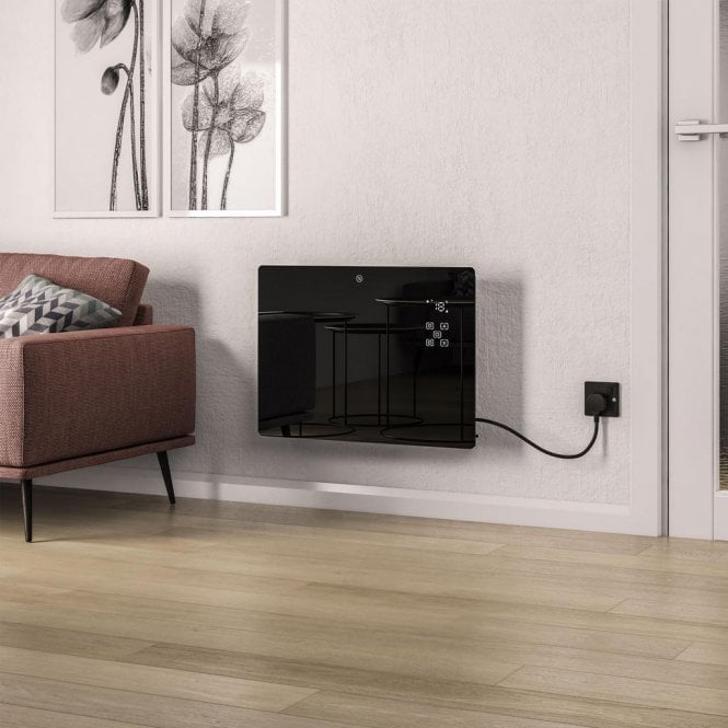 Eastbrook  Cortona 465 x 650 Glass Fronted Electric Radiator 1500w Black 11.0005