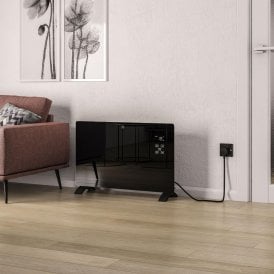 Eastbrook Cortona 465 x 770 Glass Fronted Electric Radiator 2000w Black 11.0006