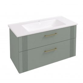 Eastbrook Cranham 100cm Wall Hung Vanity Unit Sage Green   77.0006