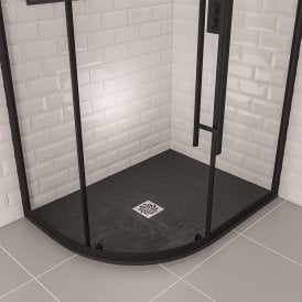 Eastbrook Crossland 1200mm x 900mm Left Hand Offset Quadrant Slate Tray Black   159.3064