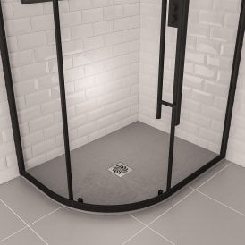Eastbrook Crossland 1200mm x 900mm Left Hand Offset Quadrant Slate Tray Grey   159.3065