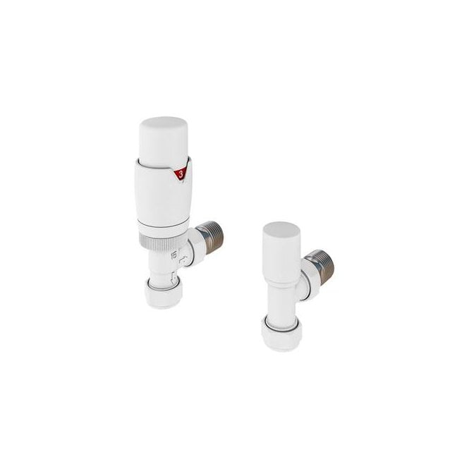 Eastbrook  Darlington Bi-Directional Angle Designer TRV & Lockshield 15mm Matt White   54.0016