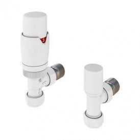 Eastbrook Darlington Bi-Directional Angle Designer TRV & Lockshield 15mm Matt White   54.0016