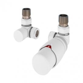 Eastbrook Darlington Bi-Directional Corner Designer TRV & Lockshield 15mm Matt White   54.0022