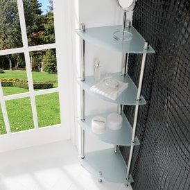 Eastbrook Davos Corner 320mm x 320mm x 1180mm Glass Shelves Chrome/Glass   56.1052