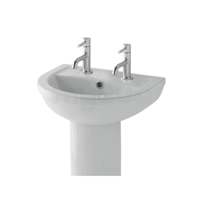 Eastbrook  Dura Basin 500mm 2 Tap Hole Inc Fixings White   26.0025