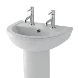 Eastbrook Dura Basin 500mm 2 Tap Hole Inc Fixings White   26.0025