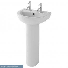 Eastbrook Dura Basin 500mm 2 Tap Hole Inc Fixings White   26.0025
