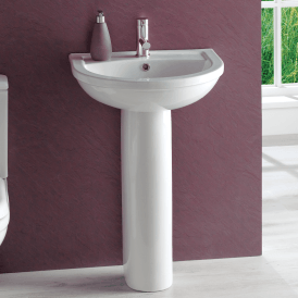 Eastbrook Dura Basin 550mm 1 Tap Hole Inc Fixings White   26.0001