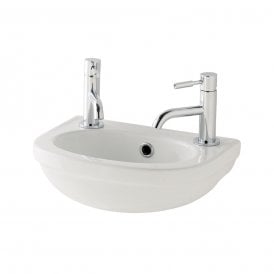 Eastbrook Dura Cloakroom Basin 450mm 2 Tap Hole Inc Fixings White   26.0012