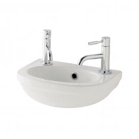 Eastbrook Dura Cloakroom Basin 450mm 2 Tap Hole Inc Fixings White   26.0012