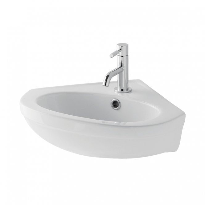 Eastbrook  Dura Corner Basin 460mm 1 Tap Hole Inc Fixings White   26.0013