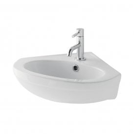 Eastbrook Dura Corner Basin 460mm 1 Tap Hole Inc Fixings White   26.0013