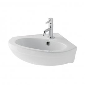 Eastbrook Dura Corner Basin 460mm 1 Tap Hole Inc Fixings White   26.0013