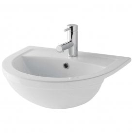 Eastbrook Dura Semi Recessed Basin 1 Tap Hole White   26.0009