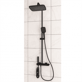 Eastbrook Exposed Thermostatic Shower Shelf Black   71.0002