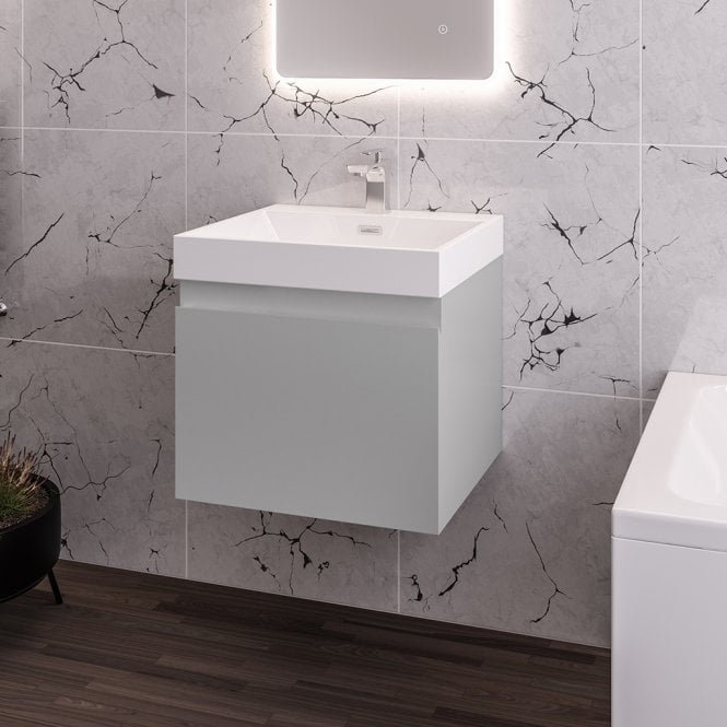Eastbrook  Gravina 50cm Single Drawer Wall Hung Unit High Gloss Grey   36.0058
